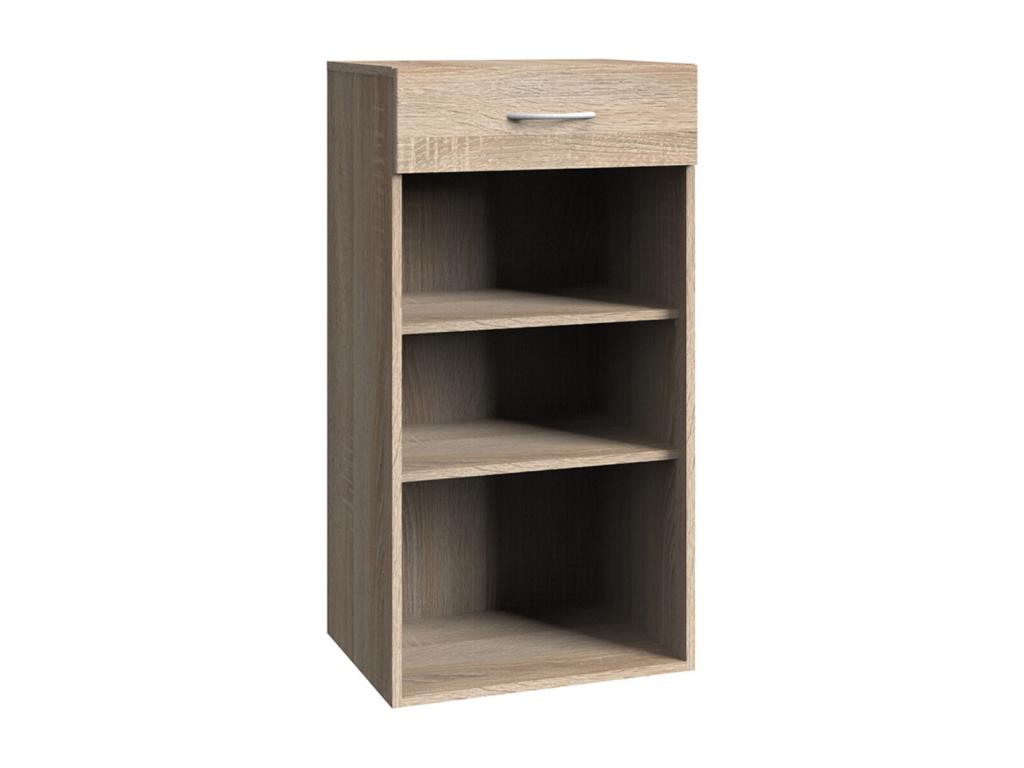 Melamine storage shelf in oak effect - W- 30 x H- 98 x D- 40 cm