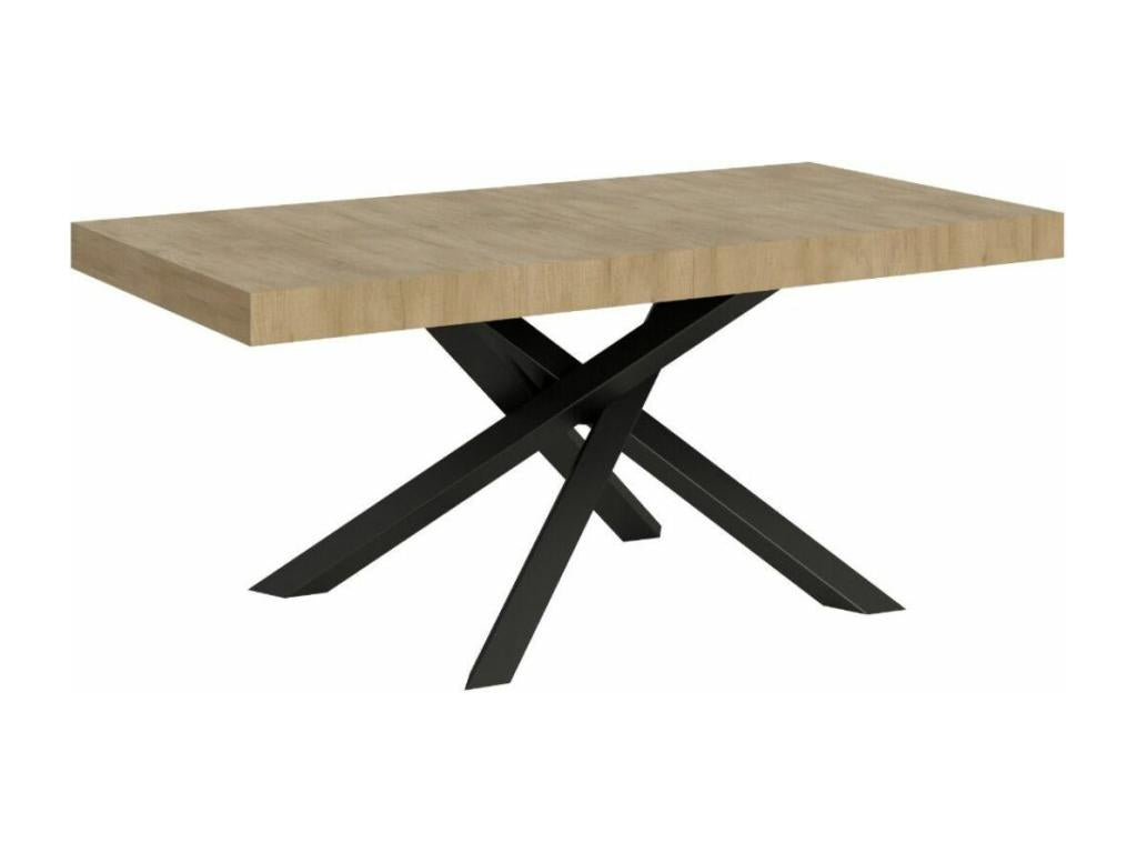 Italian table in light oak with dark grey interlaced legs, 180cm, Homelumiere