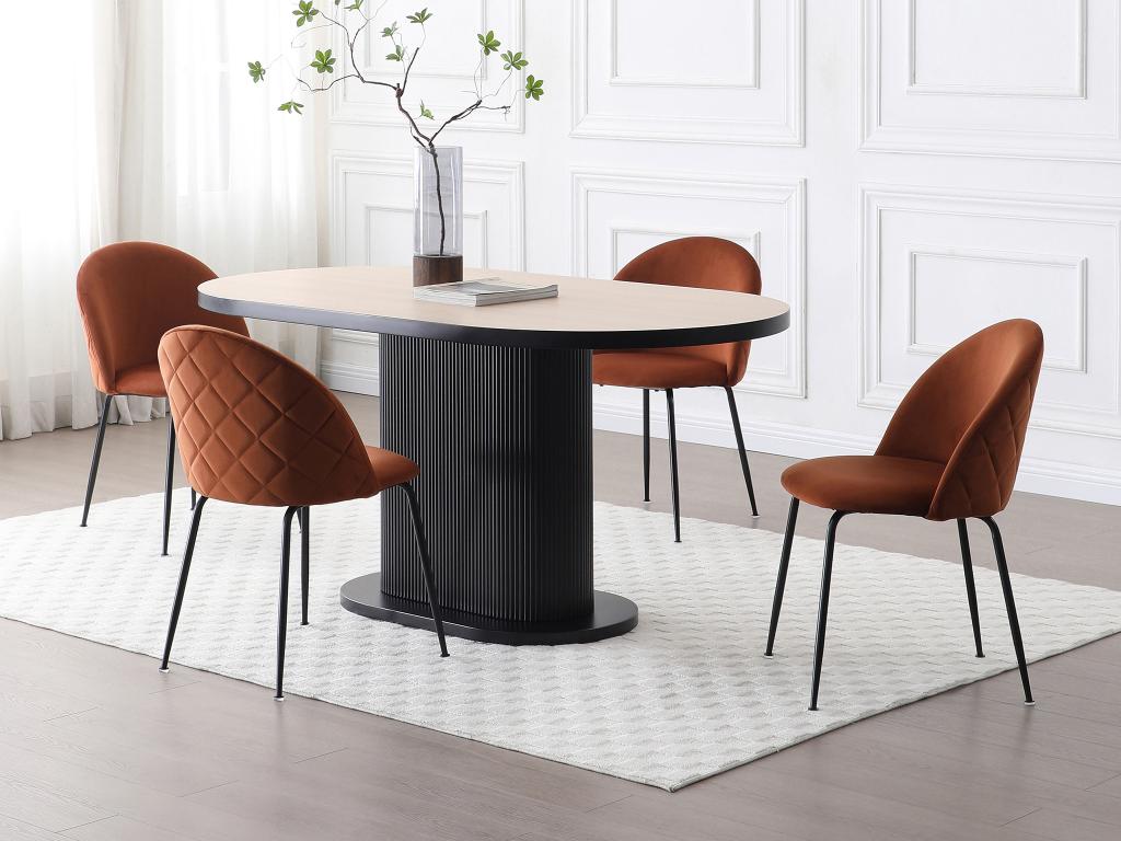 Set of 6 velvet and black stainless steel chairs - Homelumiere