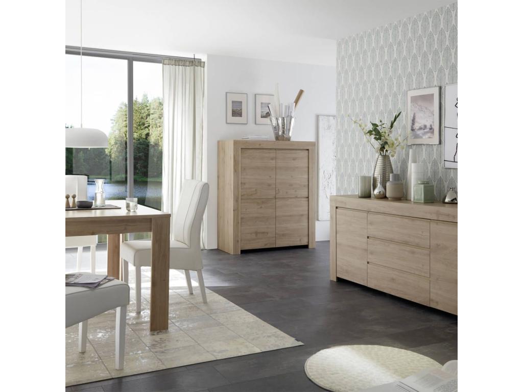 Homelumiere - Living Room with 2-Door, 3-Drawer Wood-Look Buffet - Homelumiere Finish