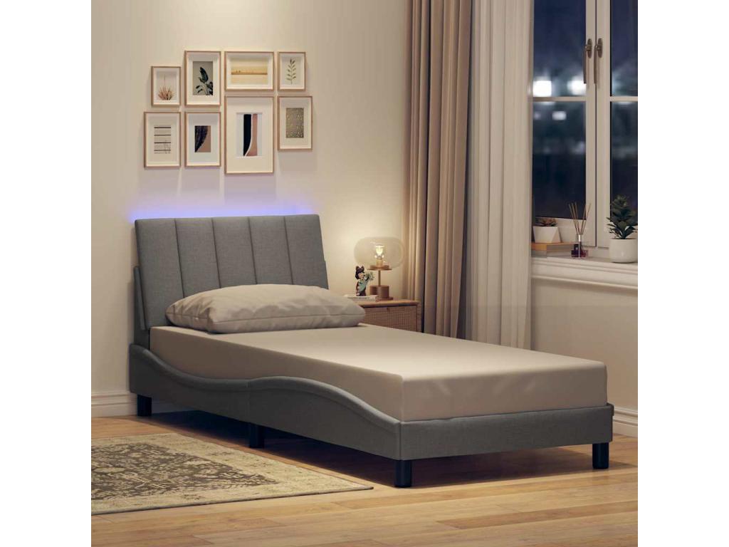 Bed frame without mattress light gray 90x190 cm fabric