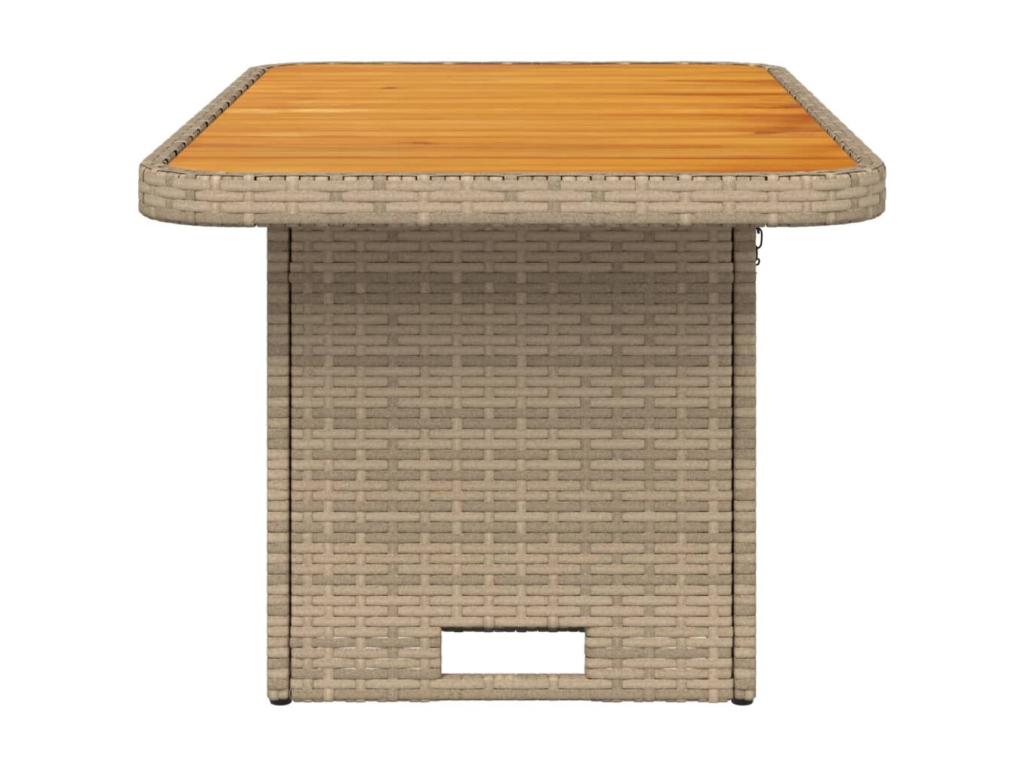Beige garden table 90x55x71 cm, woven resin and wood, Homelumiere