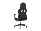 Massage gaming chair with footrest, black/gold faux leather