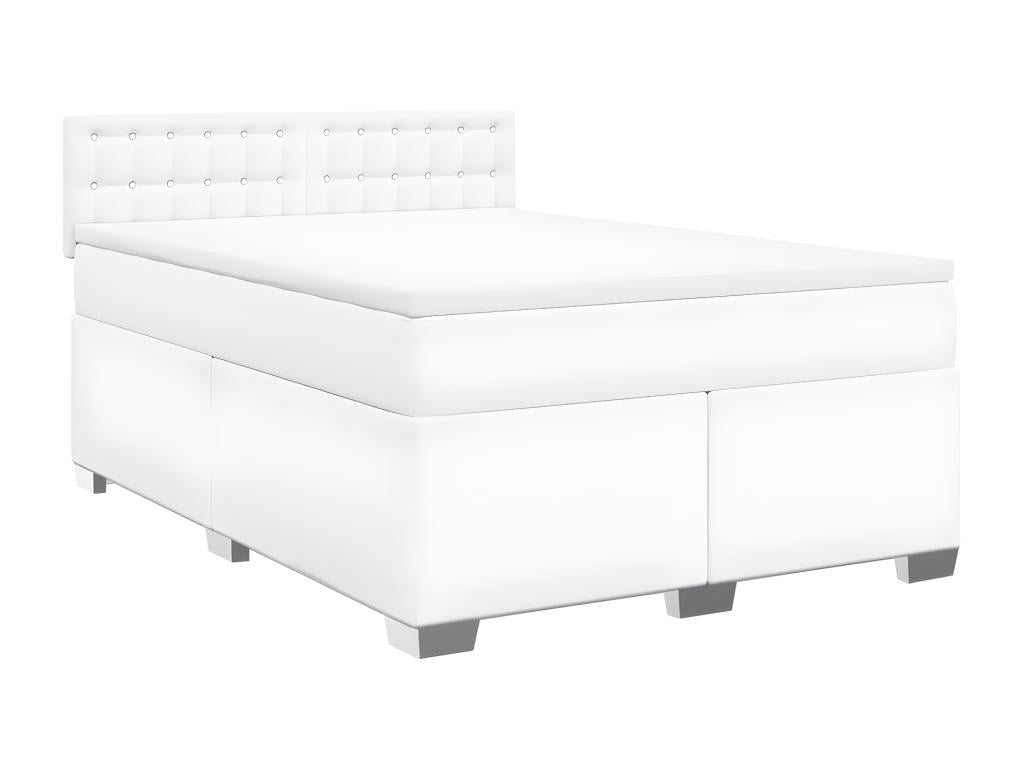 Homelumiere bed base with white 140x200cm faux leather mattress