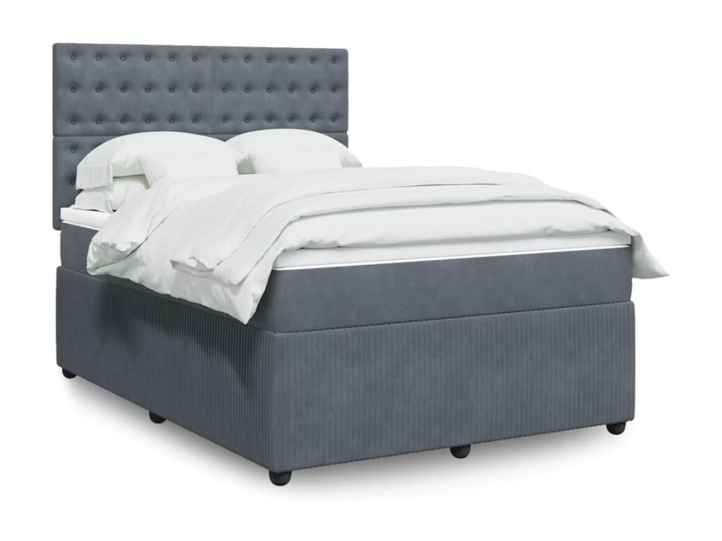 Delimoa bed base and mattress, Dark Grey, 160x200cm, Velvet, 81527ZLAD