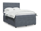 Delimoa bed base and mattress, Dark Grey, 160x200cm, Velvet, 81527ZLAD