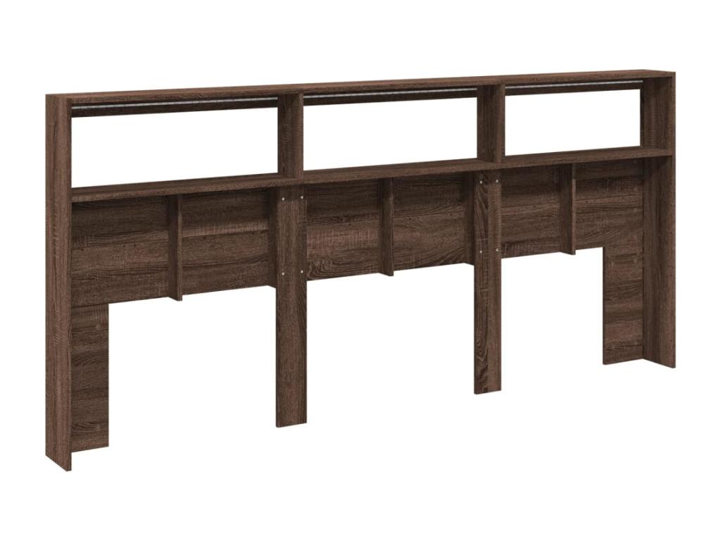 Headboard wardrobe with LED lighting, brown oak, 220x17x102