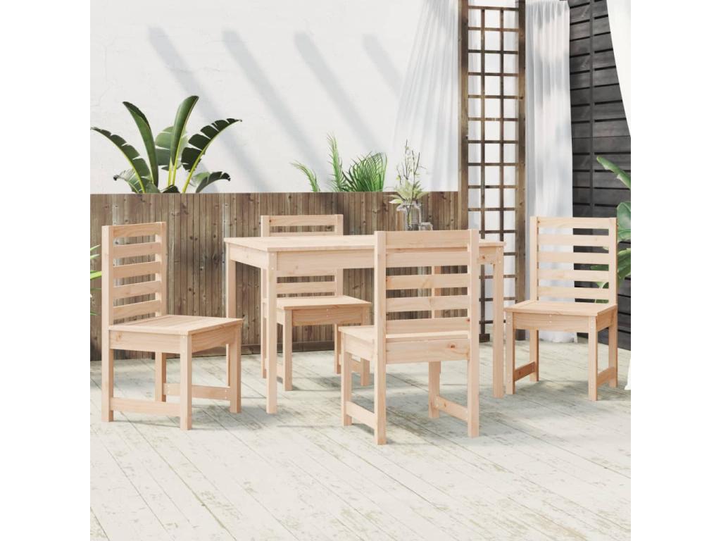 5-piece garden dining set in solid pine wood
