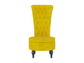 High-back chair in yellow velvet with button design