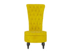High-back chair in yellow velvet with button design