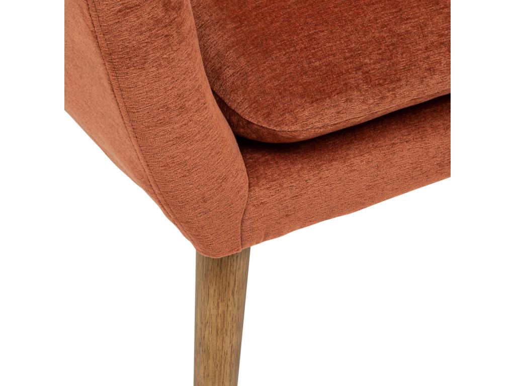 Lounge chair in amber and natural rubberwood PU leather - W- 70.5 x D- 65 x H- 83 cm