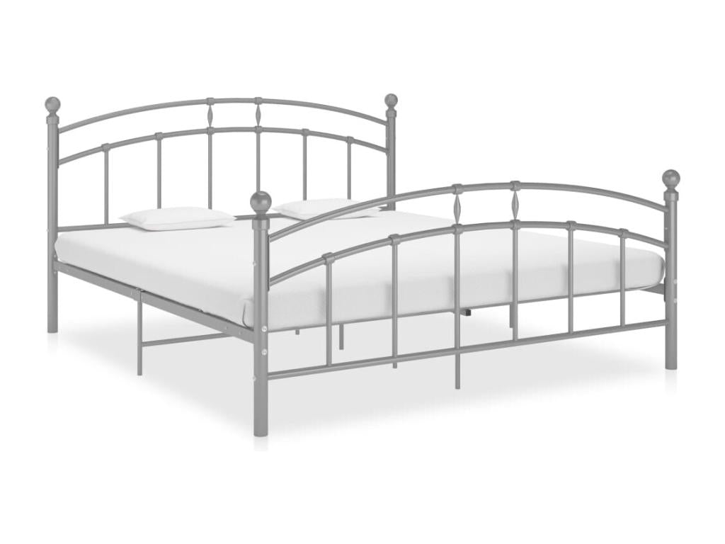 Bed frame without mattress, grey metal, 140x200 cm