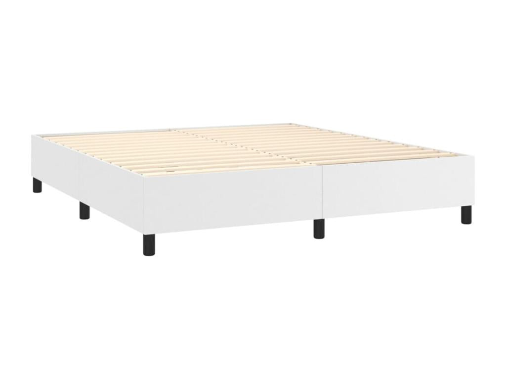 Upholstered bed base with mattress, white, 180x200cm, faux leather