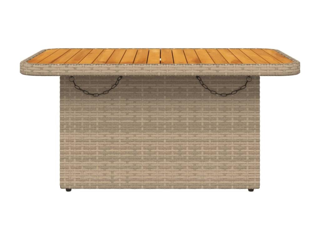 Beige garden table 90x55x71 cm, woven resin and wood, Homelumiere