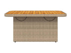 Beige garden table 90x55x71 cm, woven resin and wood, Homelumiere